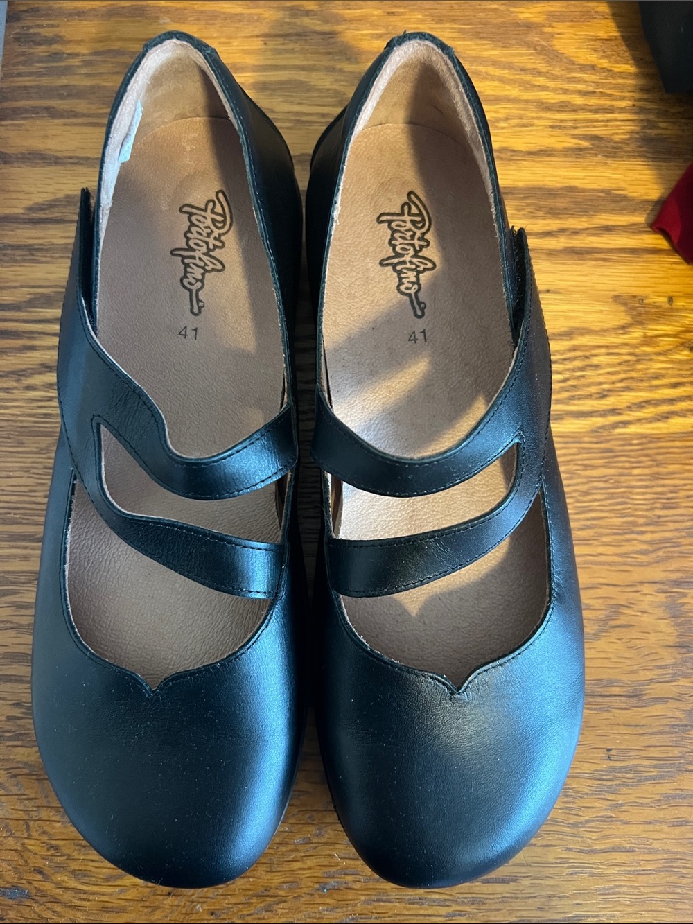 Black Mary Jane Flats with Velcro Straps - 41